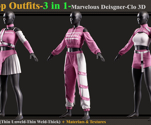3 in 1 Hip-Hop Outfit-Models+Materials