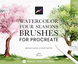 Watercolor Four Seasons Procreate Brushes