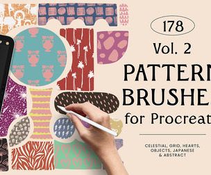 Pattern Brushes for Procreate : 178 Brushes
