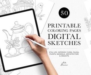 Digital Sketches Coloring Pages for Procreate