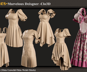 7 Dresses-MD-Clo3D -ZPRJ- FBX-OBJ