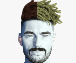 Realistic Hair Male Beard brows mustache p8 card