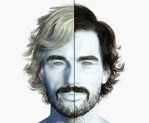 Realtime hair man low poly Hairstyle 2