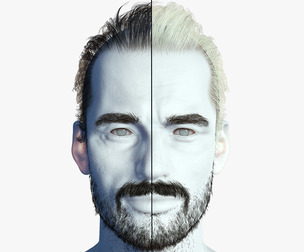 hair Old Man low poly Hairstyle Game Ready