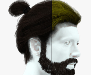 Realistic Hair Beard brows mustache low poly