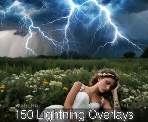 150 Lightning strike overlays, Realistic thunder