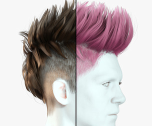 Realistic Hair hawk cyberpunk Low-poly