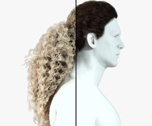 Realistic Curly Long Hair Low-poly