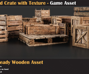 25 Wood Crate with Texture - Game Asset