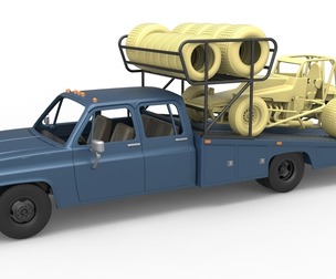 Vintage Transporter truck for Race car V2 1:25