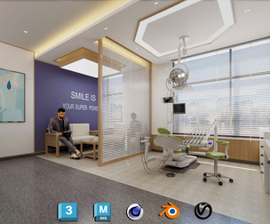 Dental Clinic Interior Design – High Quality 3D Scene for 3ds Max, V-Ray, Blender, C4D & Maya