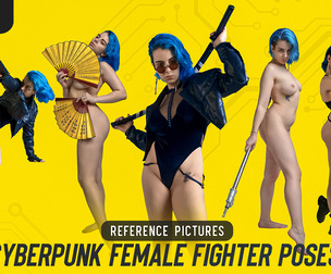 850 Cyberpunk Female Fighter Poses