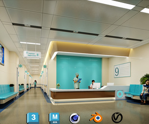 Nurse station in hospital - 3d models
