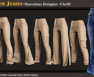 6 Women Jeans -MD-Clo3D -ZPRJ-FBX-OBJ