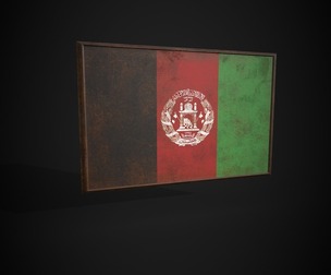 OLD PICTURE FRAME WITH AFGHAN FLAG