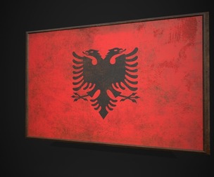 OLD PICTURE FRAME WITH -ALBANIA FLAG