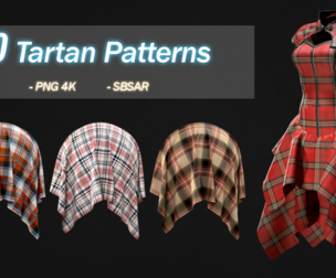 50 Tartan Patterns( PNG 4k, SBSAR )