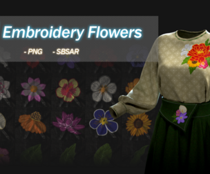 30 Embroidery Flowers (Textures, SBSAR)