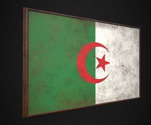 Old Picture Frame With Algeria Flag