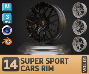 14 Super Sport Cars Rim Base Mesh (Game Ready)