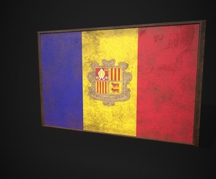 Old Picture Frame With Andorra Flag
