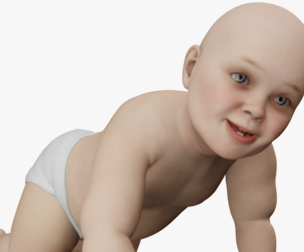 Baby girl Rigged Low-poly