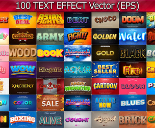 100 Premium 3D EPS Vector Text Effects