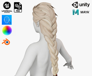 Realtime hair princess braid Long