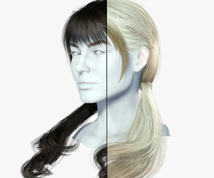 Realistic Female hair 6 colorable Card