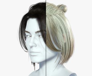 Realistic Female hair 7 Low-poly