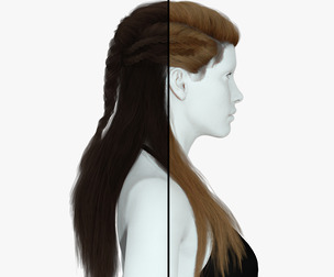 Realistic Female Long hair colorable cards