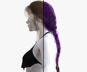 Realistic Female hair braid Low-poly