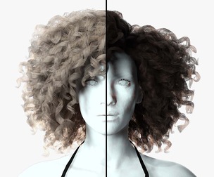 Realistic Female hair curly Low-poly
