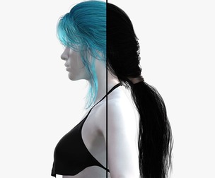 Realistic Female hair long tail Low-poly