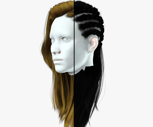 Realistic Female hair game cards Low-poly