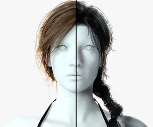 Realistic Female hair braid side