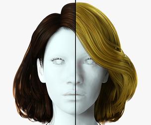 Realistic female hair Low-poly