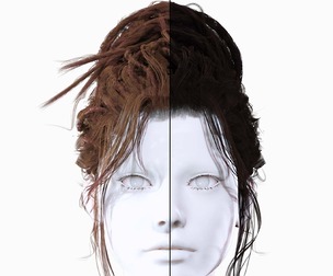 Realistic Female Curly Bun Hair