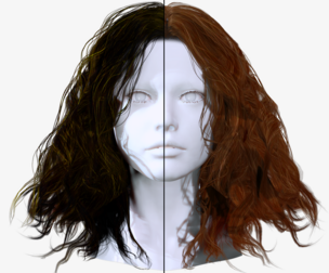 Realistic Female Curly Hair Low-poly