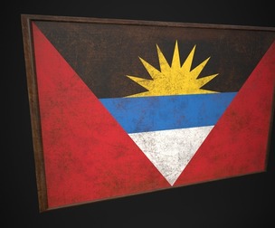 Old Picture Frame With Antique and Barbuda Flag