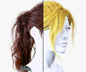 Realistic Female Ponytail Curly Hair Style