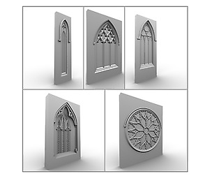 Medieval Style Gothic Windows Set