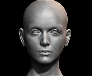 High detailed female face with UV and low poly
