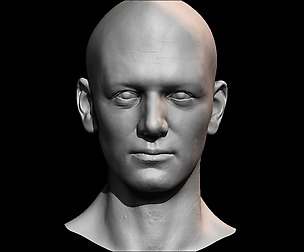 High detailed male face with UV and low poly
