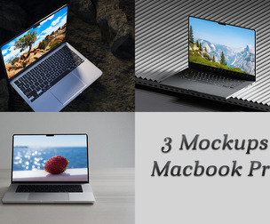 Laptop Macbook Mockup, PSD Template