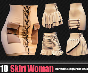 10 Skirt Women (CLO3D, MD PROJECTS+OBJ+FBX) Vol 02