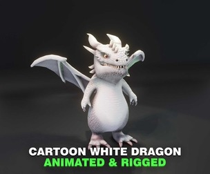 Cartoon White Dragon Animated 3D Model