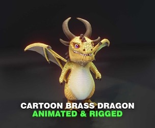 Cartoon Brass Dragon Animated 3D Model