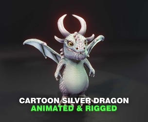 Cartoon Silver Dragon Animated 3D Model