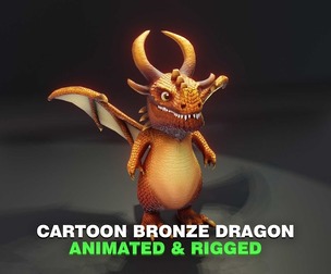 Cartoon Bronze Dragon Animated 3D Model